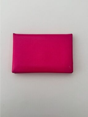 Hermès Calvi Card Case Wallet Rose Shocking Pink Chèvre Leather
